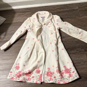 Floral White Button-Up Coat